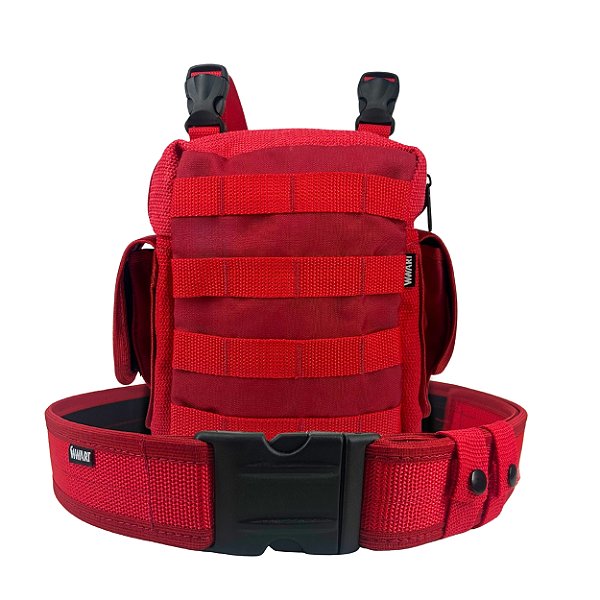 KIT Bornal Tático Standard Bombeiros Socorrista + Cinto NA - Vermelho