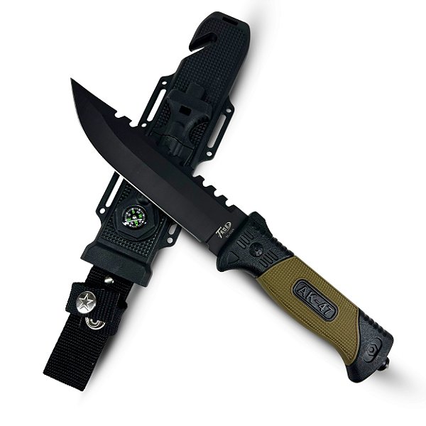 Faca Tática Survivor AK-47 com Bainha Multifuncional