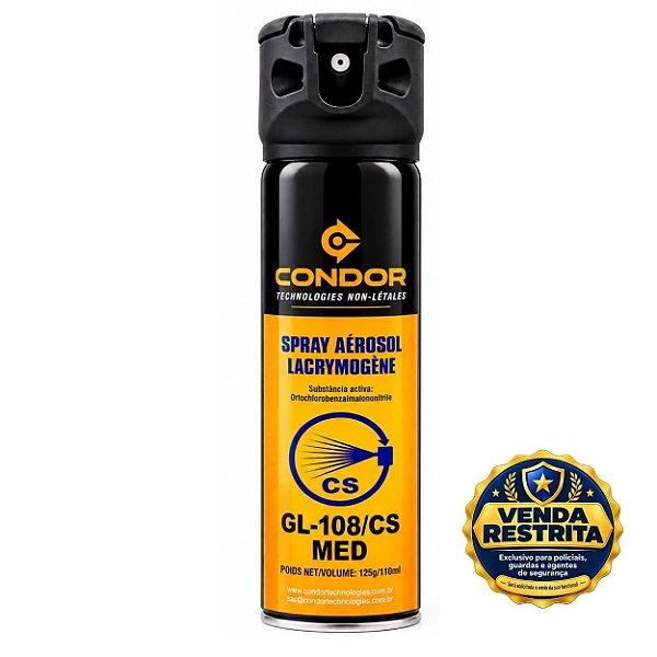 Spray Condor GL-108 CS Lacrimogênio 80ml - Uso Restrito