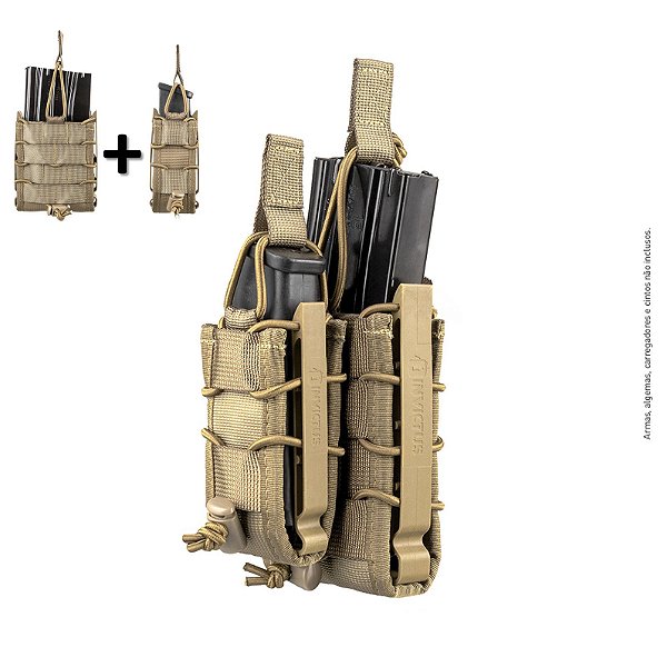 KIT Porta Carregador de Pistola + Fuzil Invictus Reload TAN