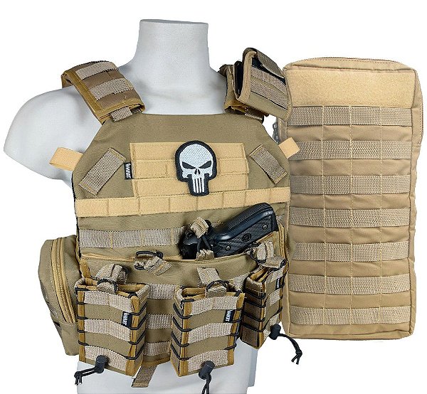 Colete Tático Plate Carrier Coyote WWART SHOOTER 2.0