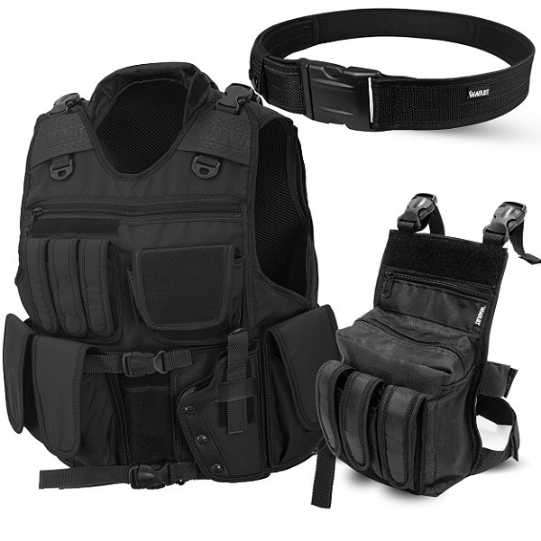 Kit Operacional Capa de Colete Tático SWAT + Bornal Talonário + Cinto NA