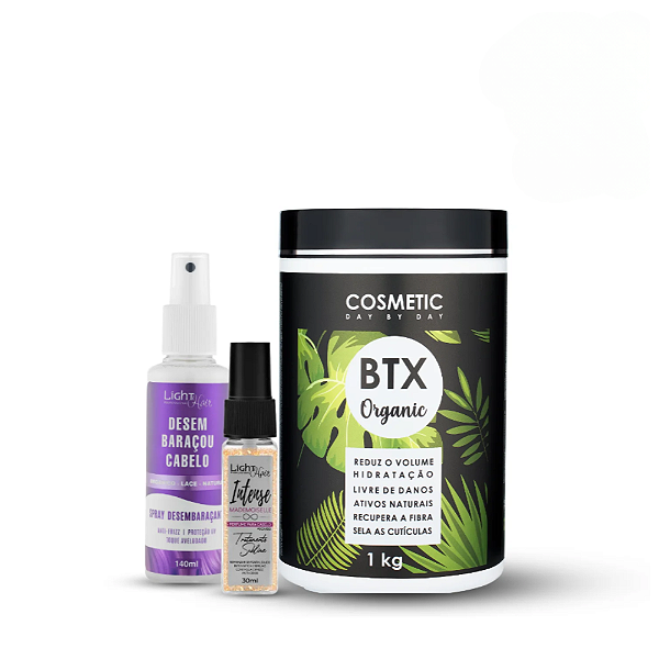 Kit Botox Capilar Profissional Light Hair - Btx 1Kg + Perfume Capilar + Spray Desembaraçante - Tratamento Anti-Frizz, Brilho Espelhado e Maciez Imediata