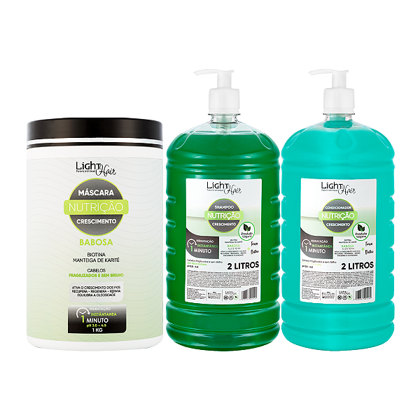 Kit Babosa Nutrição – Shampoo e Condicionador 2L e Máscara de Nutrtição 1Kg - Light Hair