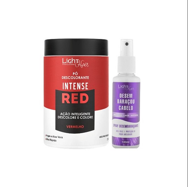 Kit Pó Descolorante Intense Red Descolore Colorindo Vermelho + Spray Desembaraçou Light Hair