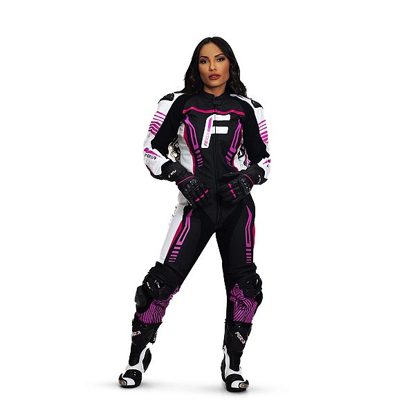 Macacão Forza Feminino Mugello 1 pçs - pró - Black White Pink - Vestuário  de Moto