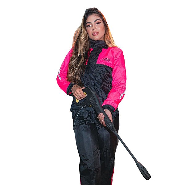 Capa de Chuva Feminina Forza - Black Pink - Vestuário de Moto