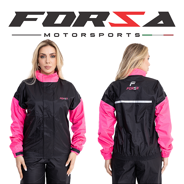 New Capa de Chuva Forza Econ. Preta/Rosa- Feminina