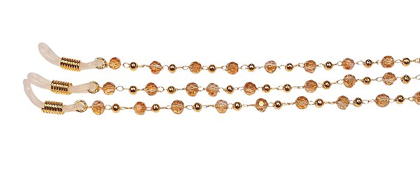 Corrente Cristal Rose/Bolinha Ouro