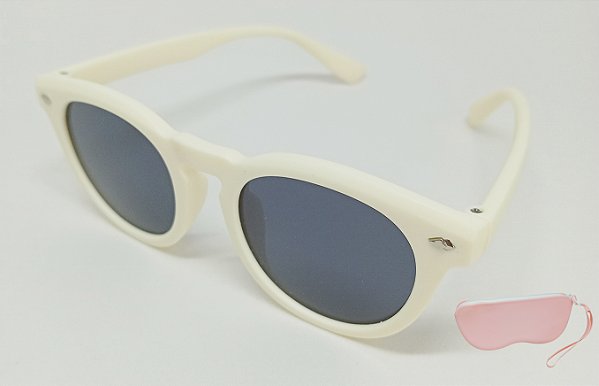 Oculos Solar Infantil 42x18 Creme C/Estojo
