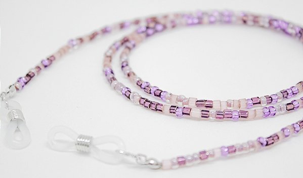 Cordão Miçanga Vidrilho Multicor/Lilas/Roxo