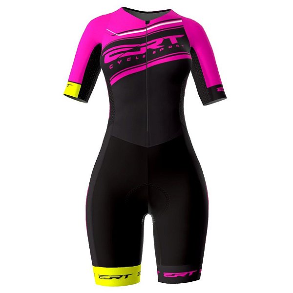 Macaquinho de ciclismo feminino Elite ERT Team forro em gel