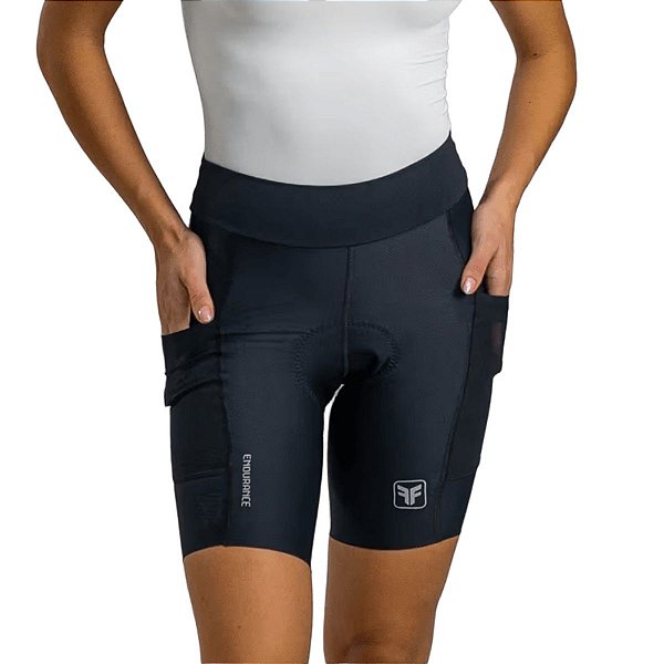 Bermuda ciclismo feminina Free Force Endurance Invert Air Gel c/ bolso