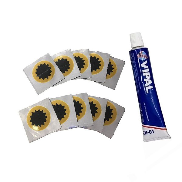 Kit 10 Remendo Reparo 25 mm Câmara de Ar Bicicleta C/ Cola