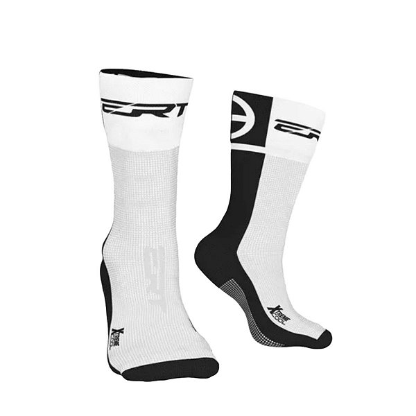 Meia ciclismo corrida esportiva cano médio ERT Branca/Preto