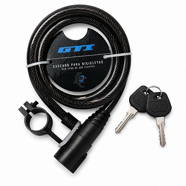 Cadeado bicicleta moto c/ chave GTI 12 mm x 1,5 m c/ suporte