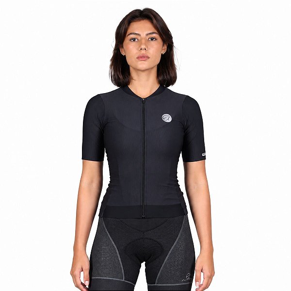 Camisa ciclismo feminina Mauro Ribeiro Fiber 2.0 slim preta