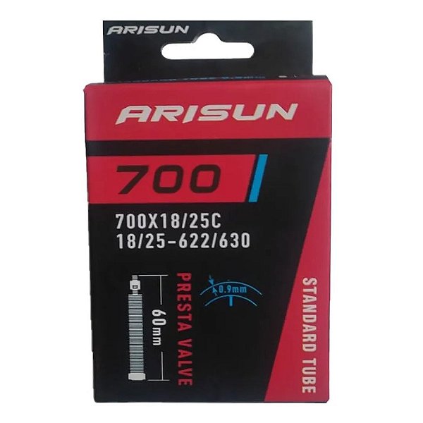 Câmara de ar 700 x 18/25 bike speed Arisun bico fino 60 mm