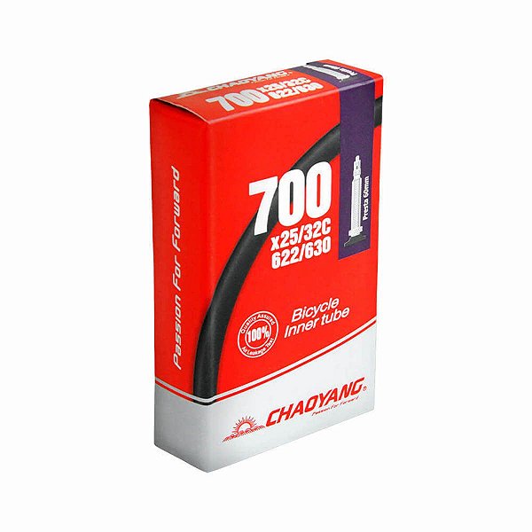 Câmara de ar aro 700 x 25/32 Chaoyang bico fino presta 60 mm