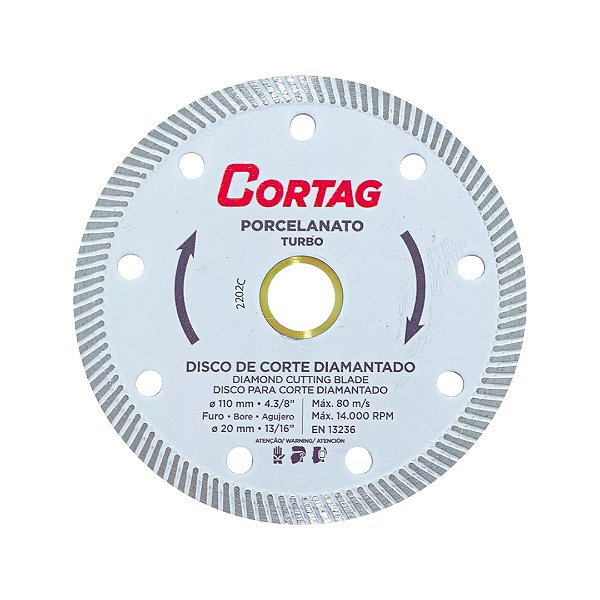 Disco Fino Diamantado Turbo Porcelanato 110mm - Cortag