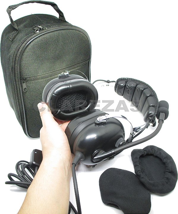 KIT Headset modelo Clássico dual plug para avião com abafadores em GEL, CAPAS e CASE