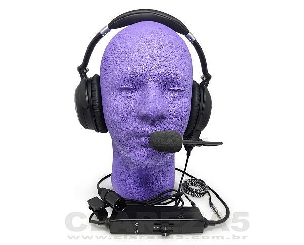 Fone Headset Para Piloto de Helicóptero Airbus Plug 5 pinos com Cancelamento de Ruídos