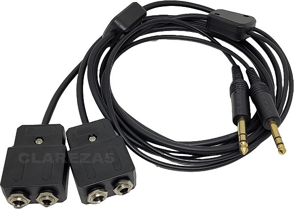 Cabo divisor splitter e extensor para fone aeronáutico avião aeronave