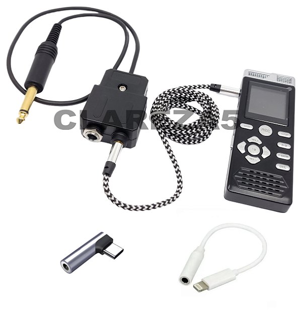 Adaptador Avião P2 + gravador de áudio. Para gravar fonia e escutar músicas (Kit 2 em 1)