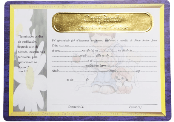 Certificado de Apresentação de Crianças Menino