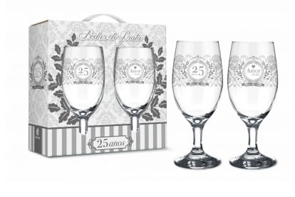 Conjunto 2 Taças Bodas de Prata