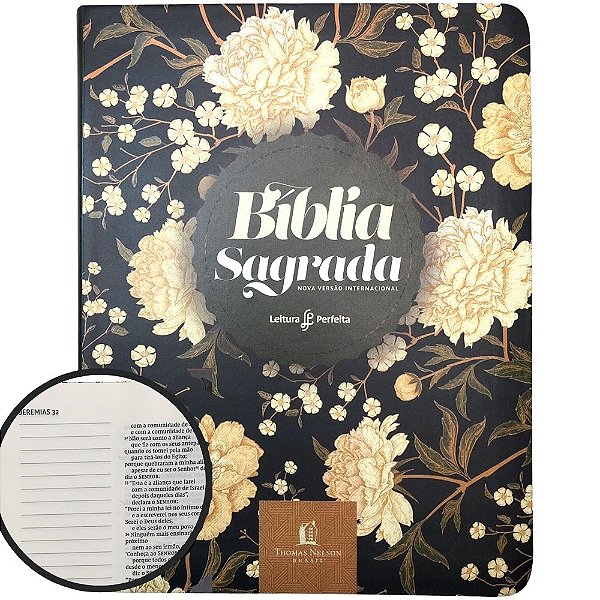 Bíblia NVI Com Espaço Para Anotações - Flores - Dourada