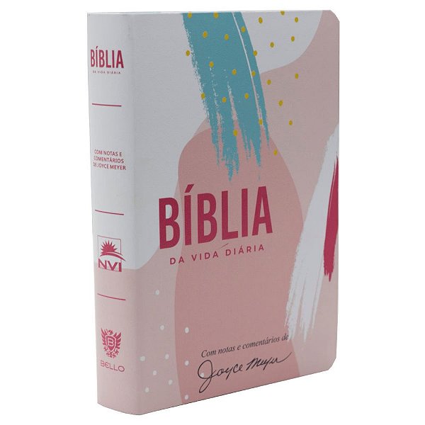Bíblia de Estudo Joyce Meyer - A Bíblia da Vida Diária - Rosa Pinceladas Capa Flexível Luxo - Bello
