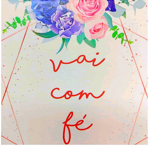 Quadro MDF Pequeno 13x13 - Vai Com Fé Branco