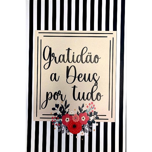 Quadro MDF Grande - Gratidão a Deus por Tudo - Listrado