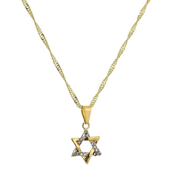 Colar Estrela de Davi com Pedras