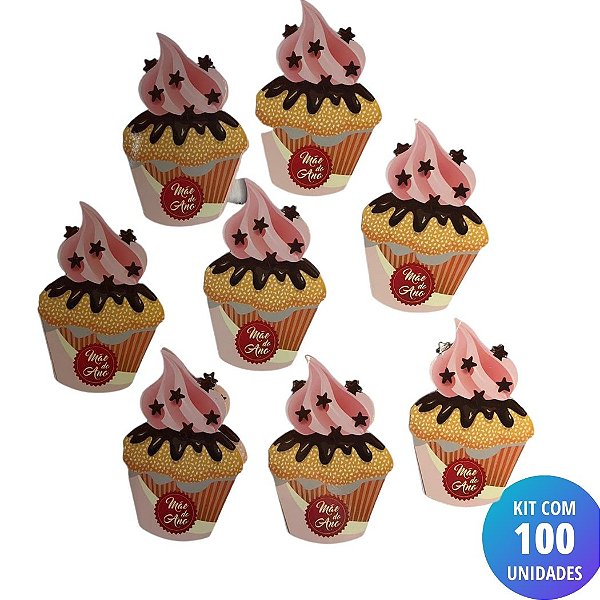 Kit 100 Unidades Cartão Mãe - Cupcake Estrela