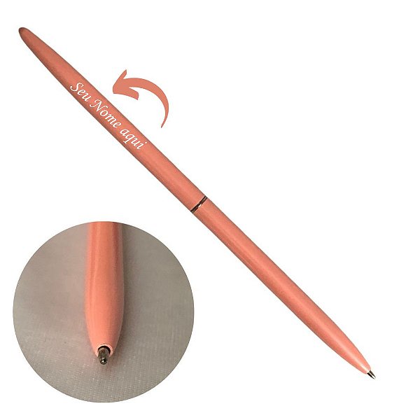 Caneta Metal Agulha - Personalizada com Nome - Rosa