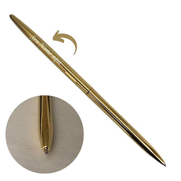 Caneta Metal Agulha - Personalizada com Nome - Dourada