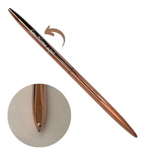 Caneta Metal Agulha - Personalizada com Nome - Rose Gold