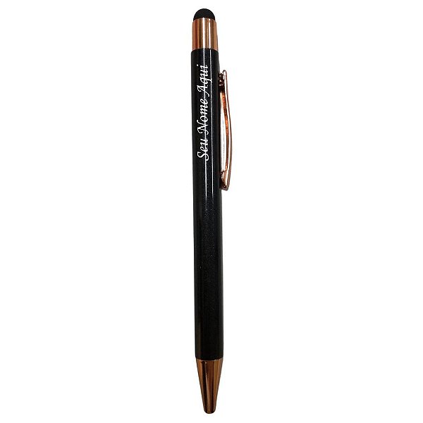 Caneta Metal Preta e Rose Gold Touch - Com estojo