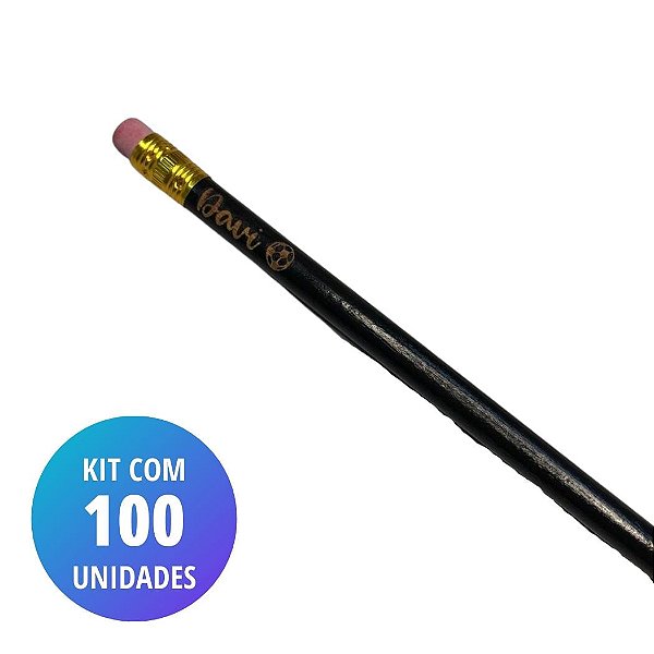 Kit 100 Unidades Lápis Grafite Preto - Personalizado