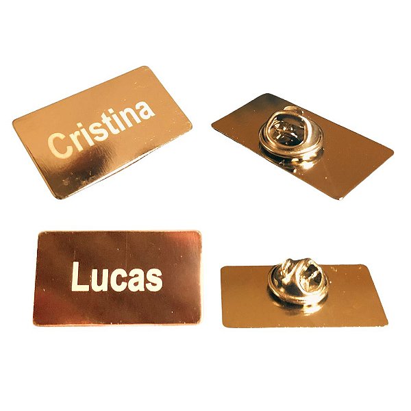 Broche Crachá Metal Dourado Personalizado - Quadrado