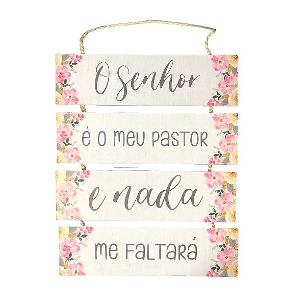 Placa de MDF - O Senhor é o meu Pastor (25cmx7cm) - 4 Peças