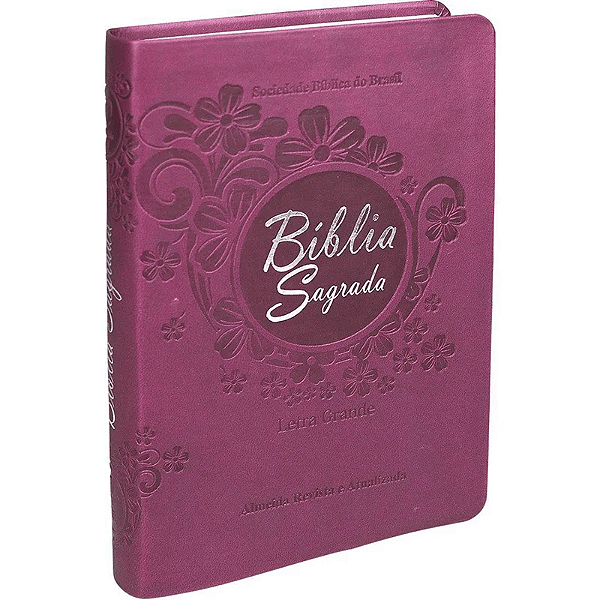 Bíblia Sagrada RA, Letra Grande - Vinho Flor Relevo
