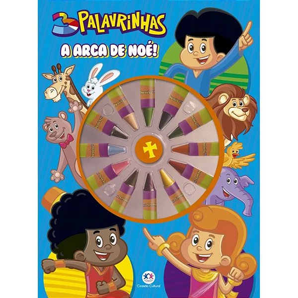 Livro de Pintar 3 Palavrinhas - A Arca de Noé - Com giz de cera - Ciranda Cultural