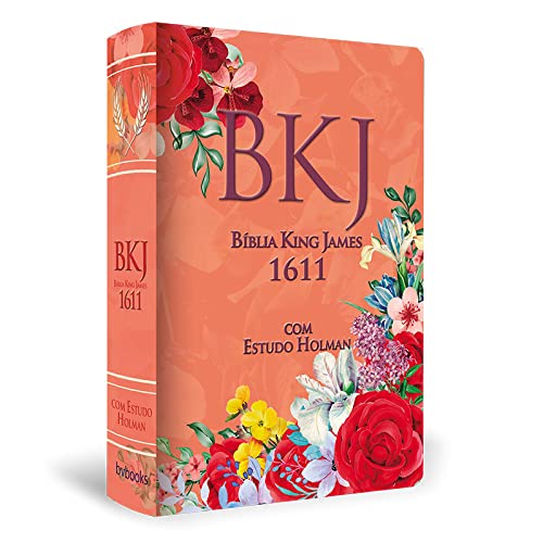 Bíblia King James 1611 com Estudo Holman - Rosa florida - Capa Dura