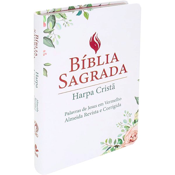 Bíblia RC com Harpa Cristã - Letra Grande - Luxo - Floral - Branca