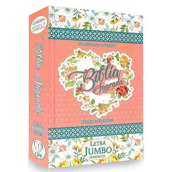Bíblia RC, Letra Jumbo Compacta - C/Harpa e Corinhos - Coração Floral - Capa Dura - CPP