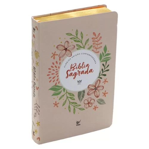 Bíblia AEC - Letra Grande - Salmão Floral - Vida #20AnosDe100%