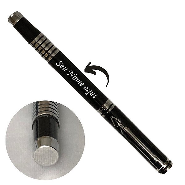 Caneta Metal Executiva Personalizada Listras - Preta